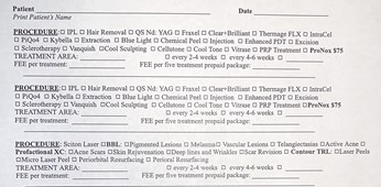 Example of a Financial Consent form used for cosmetic procedures